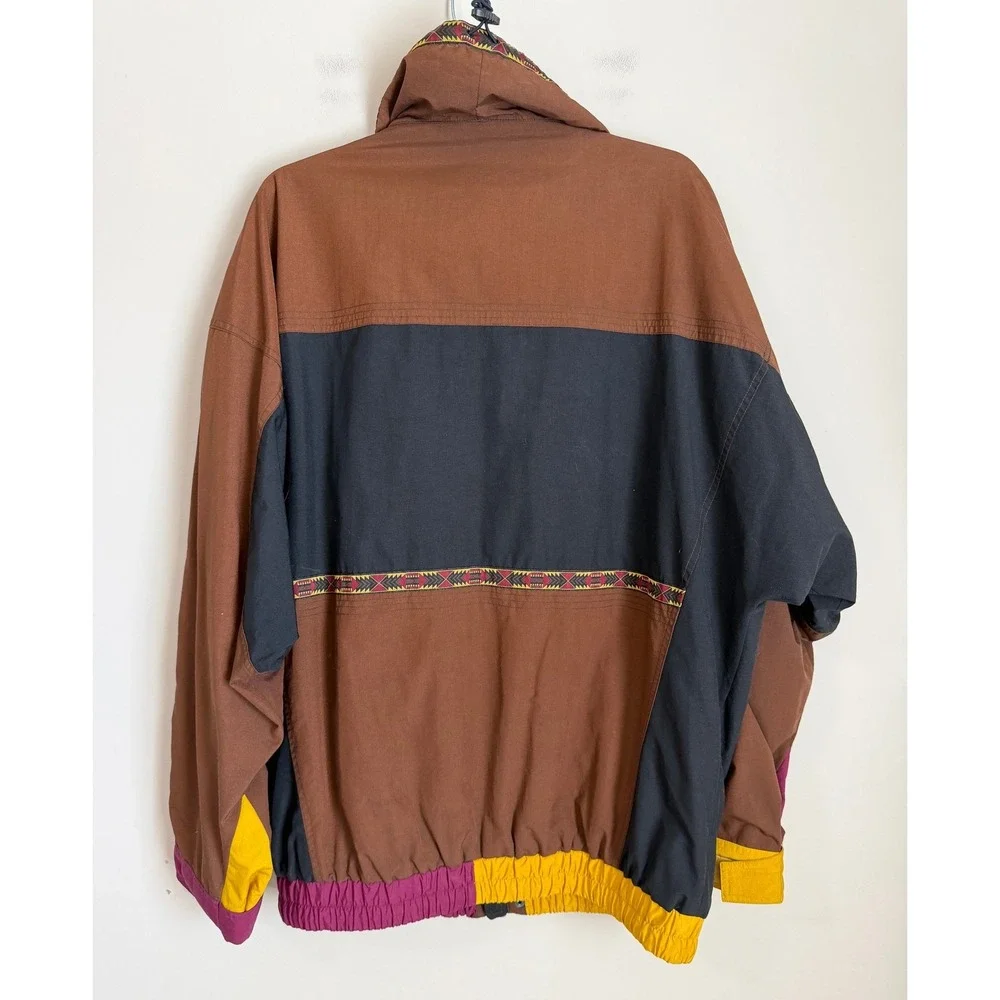 Vtg North Face Extreme Gear Jacket Mens L Brown Colorblock Aztec Southwestern